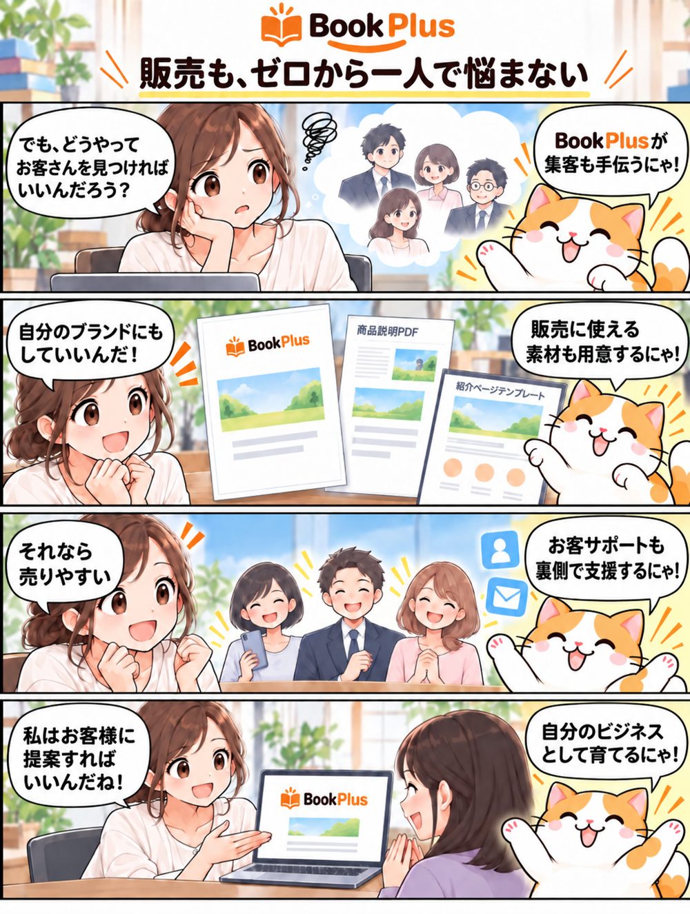販売も、ゼロから一人で悩まない｜4コママンガ